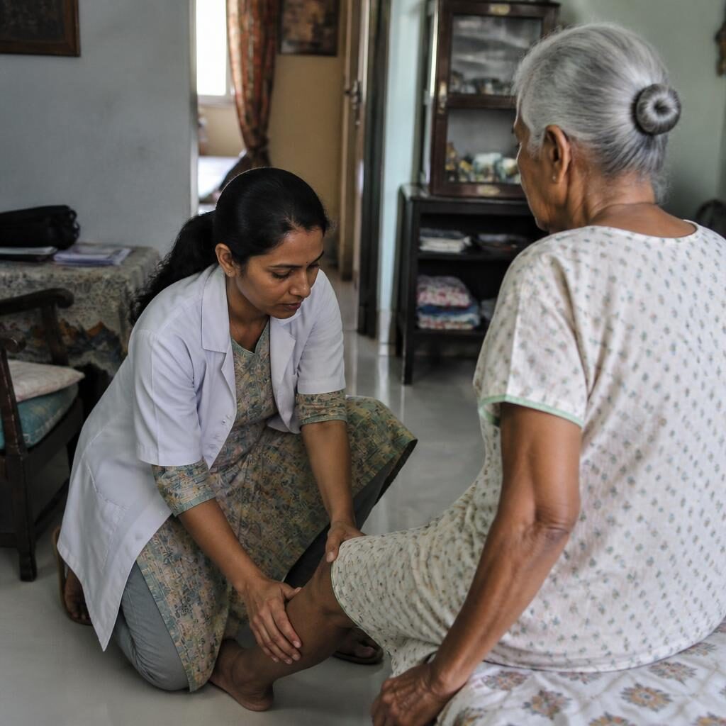 Illustration for a home physiotherapy services guide in India