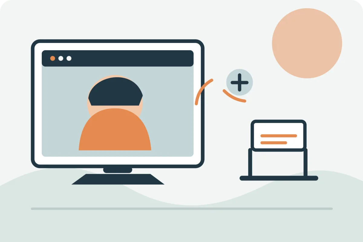 Illustration comparing online physiotherapy and in-person assessment