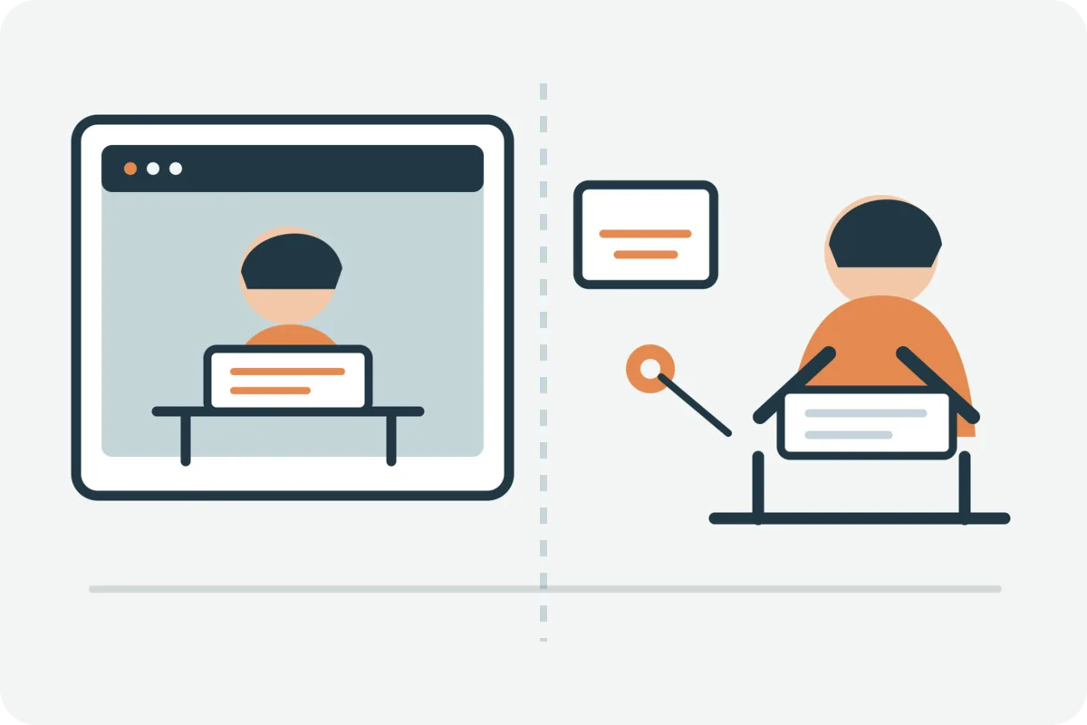 Illustration comparing remote and on-site ergonomic assessments